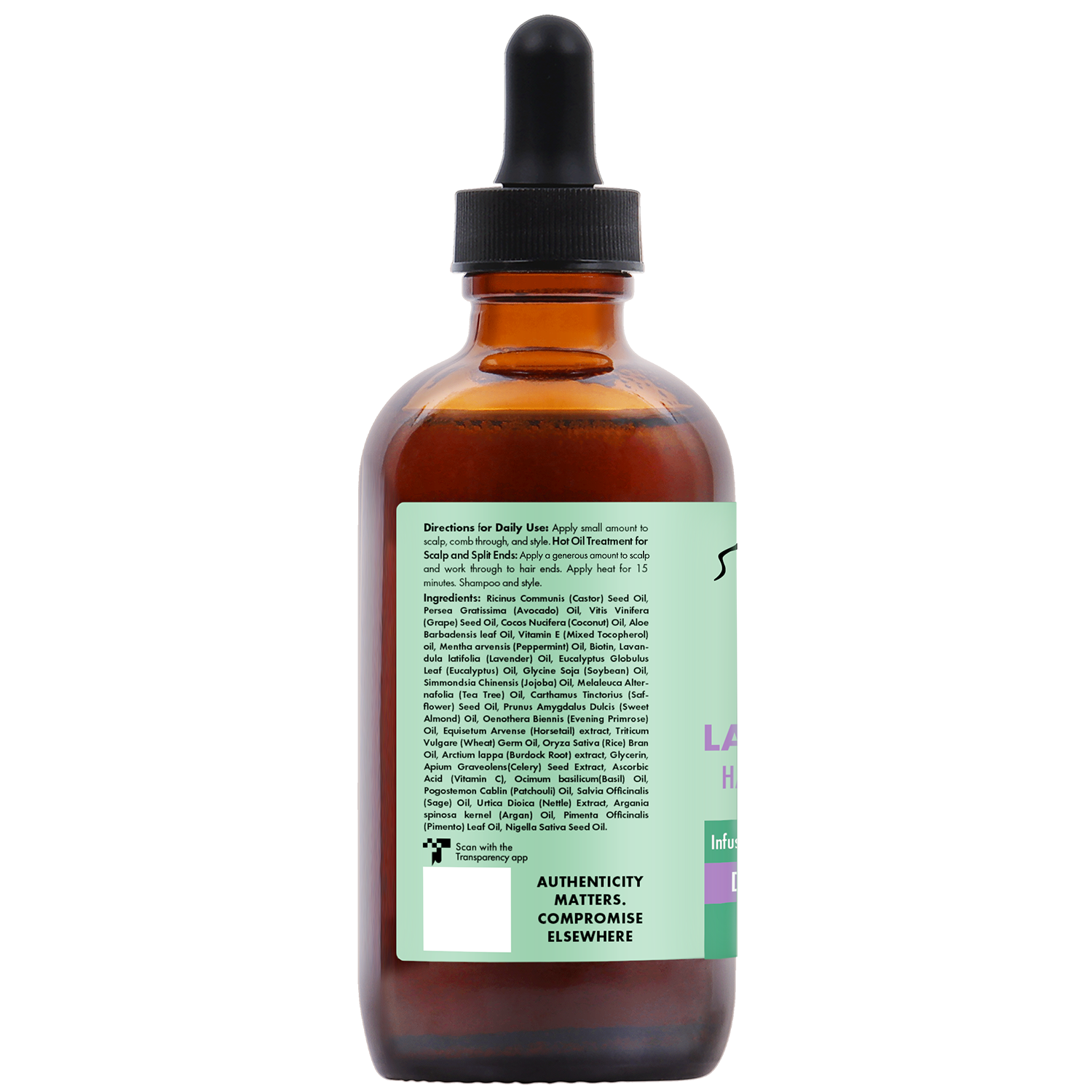 Sunny Isle Lavender Mint Hair & Strong Roots Oil 118.3 ml/4.0 oz, left label view
