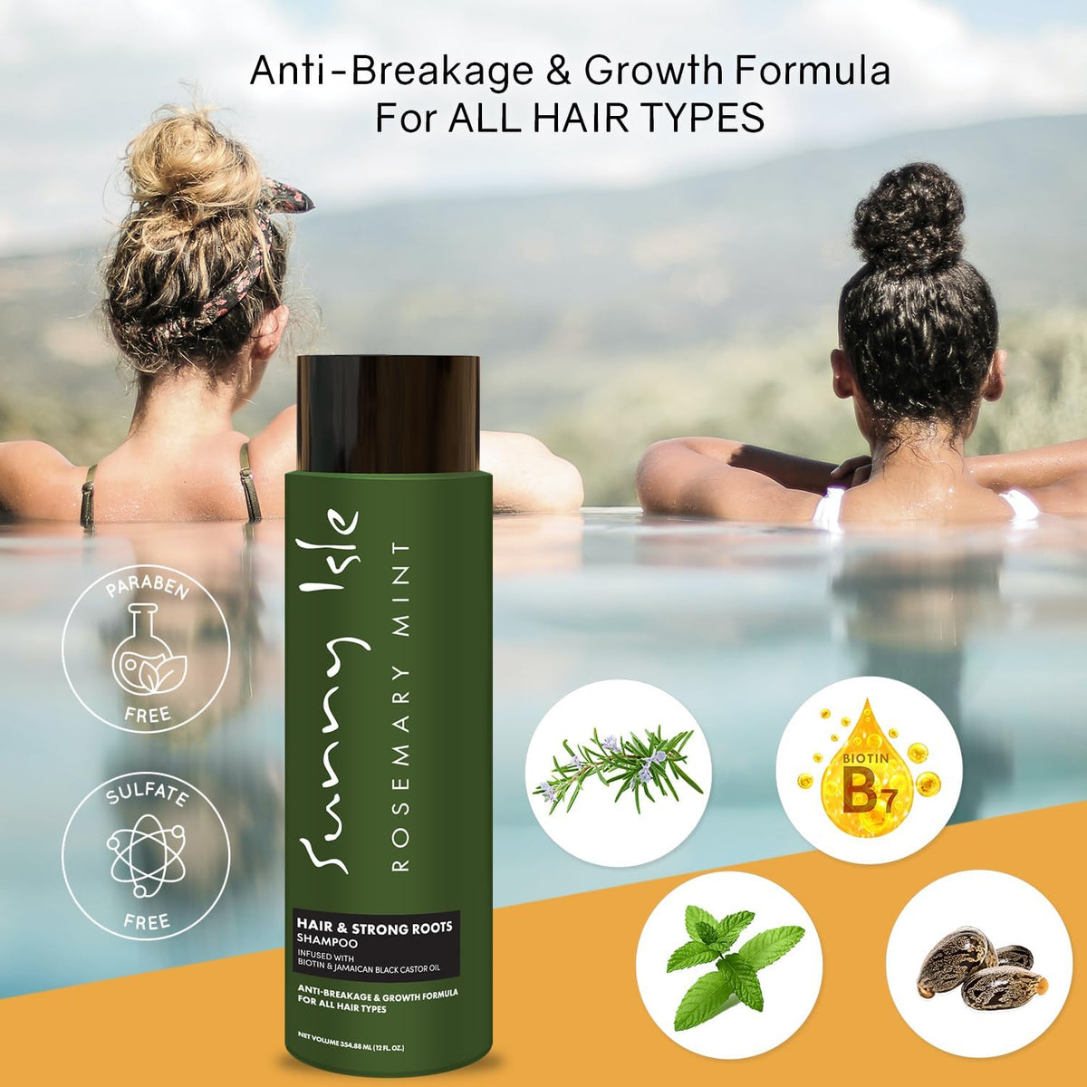 Sunny Isle Rosemary Mint Hair & Strong Roots Shampoo Adds volume and strength 354.88 ml/12.0 oz