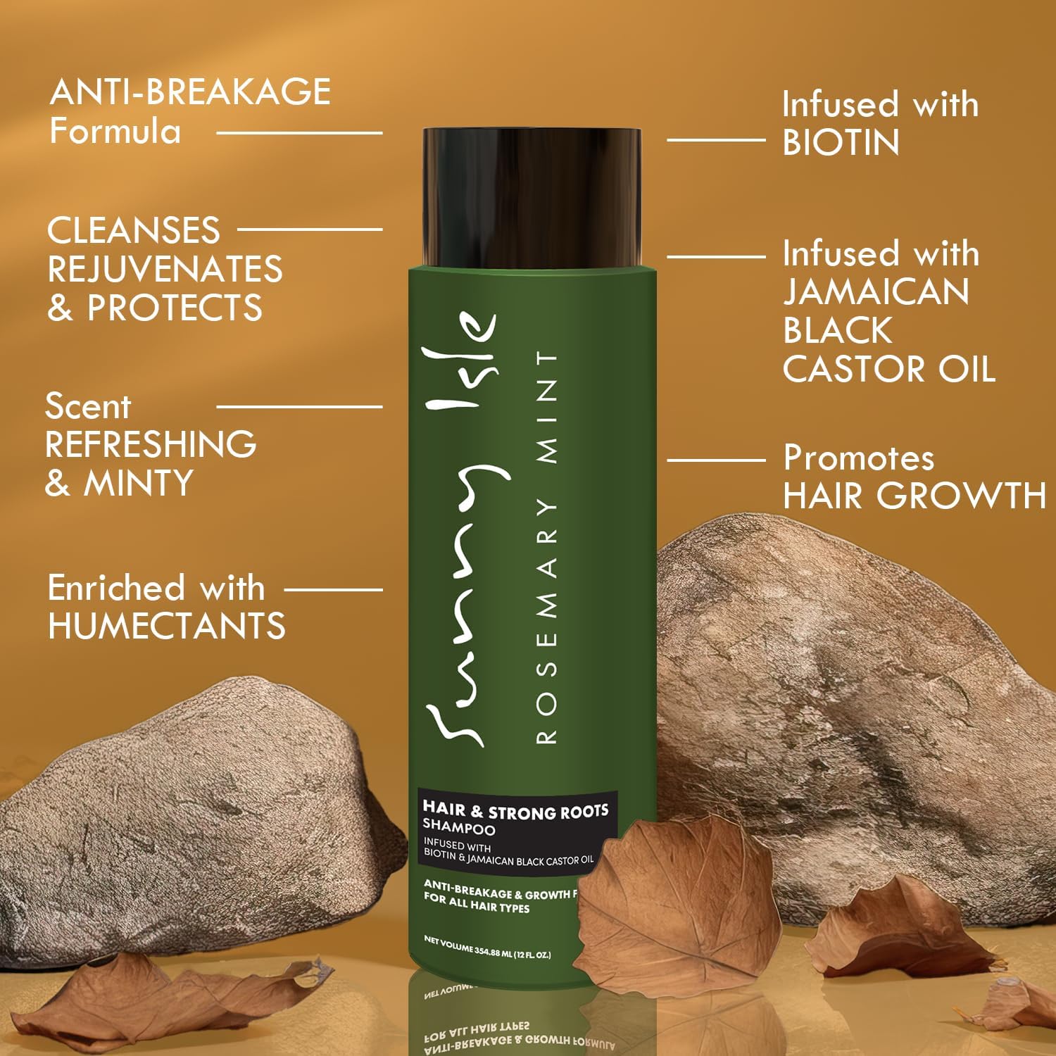 Sunny Isle Rosemary Mint Hair & Strong Roots Shampoo Adds volume and strength 354.88 ml/12.0 oz