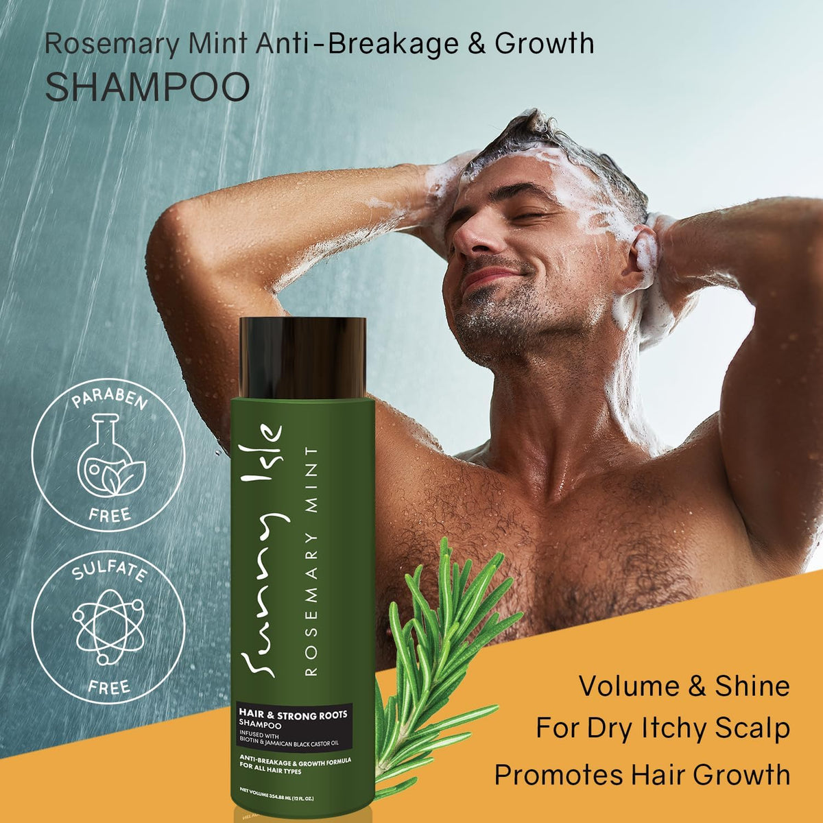 Sunny Isle Rosemary Mint Hair & Strong Roots Shampoo Adds volume and strength 354.88 ml/12.0 oz