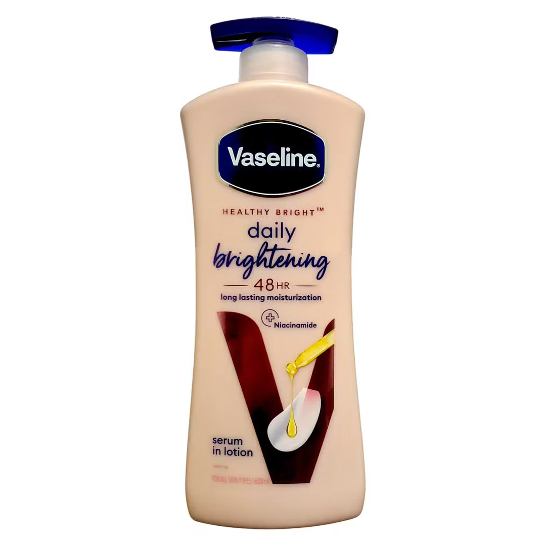 Vaseline Healthy Bright daily brightening lotion bottle on a white background