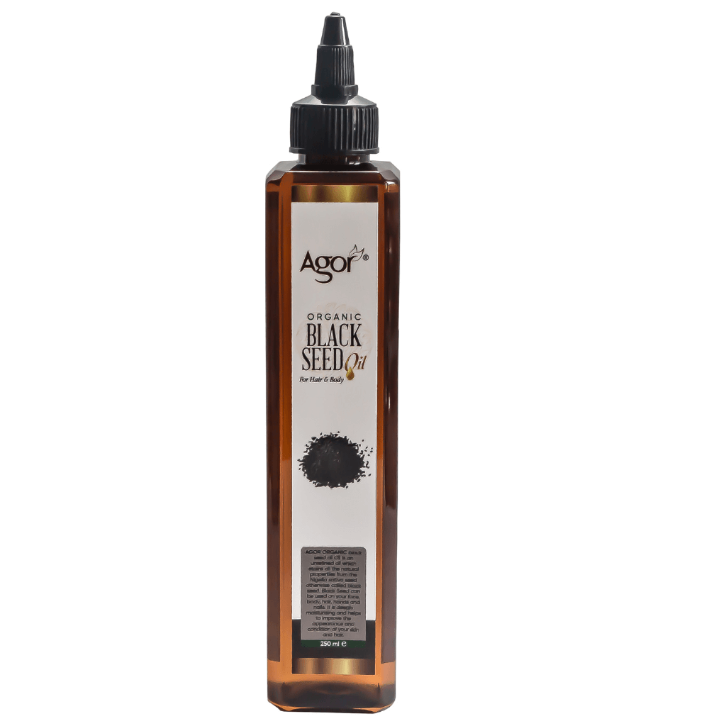 Agor Organic Black Seed Oil 250ml bottle, front view