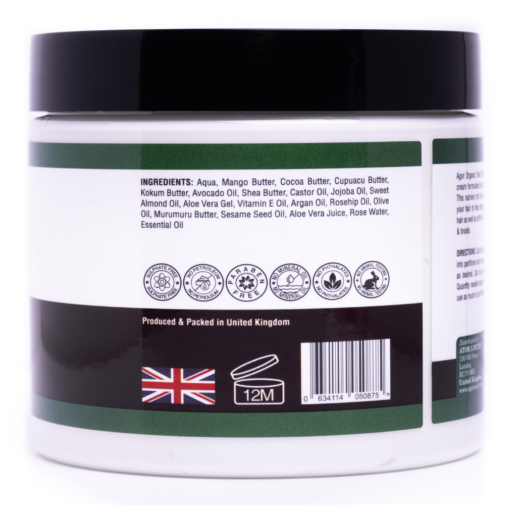 Agor Organic Twist Defining Butter 430g jar, back label