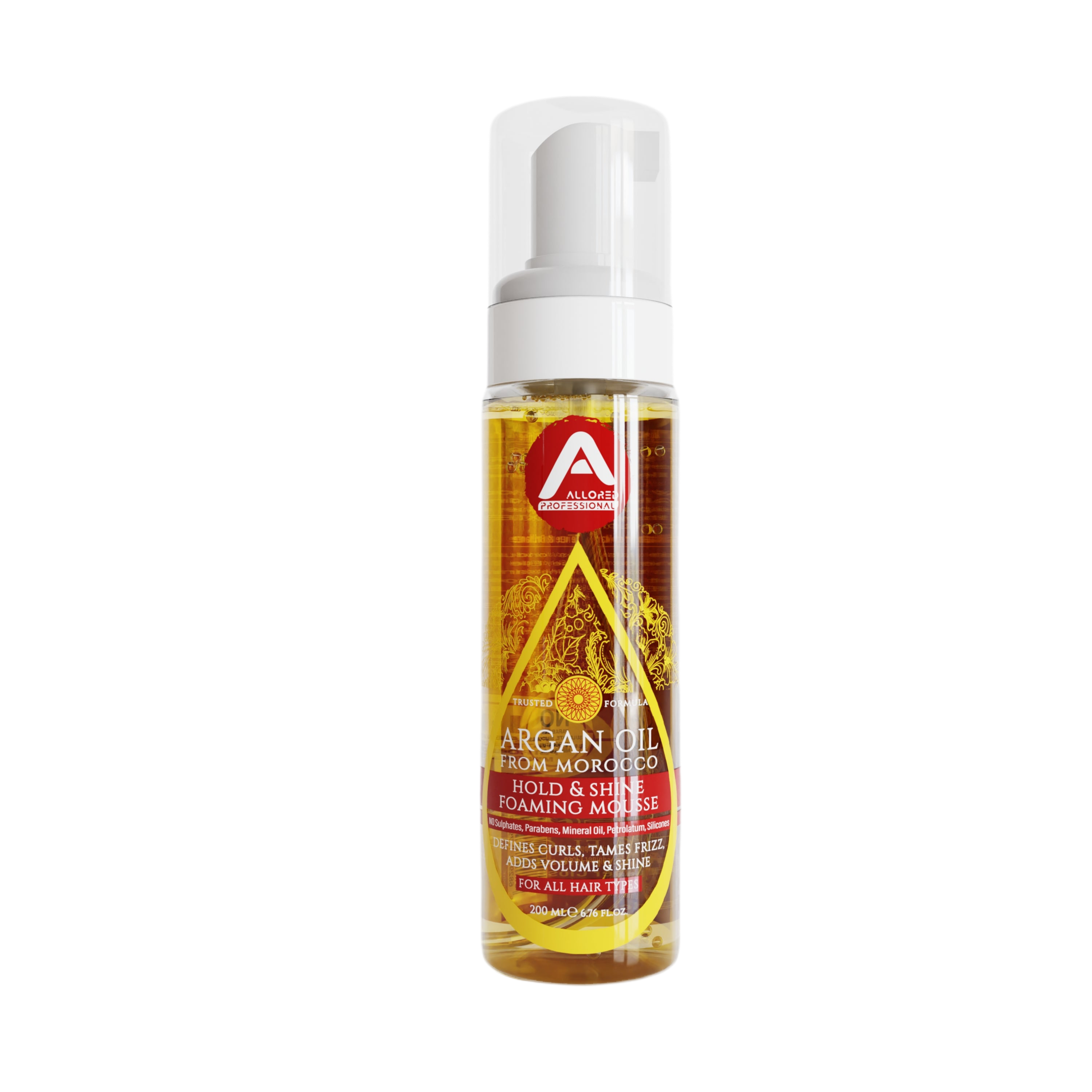 Allored Argan Oil Hold and Shine Foaming Mousse 200 ml front view