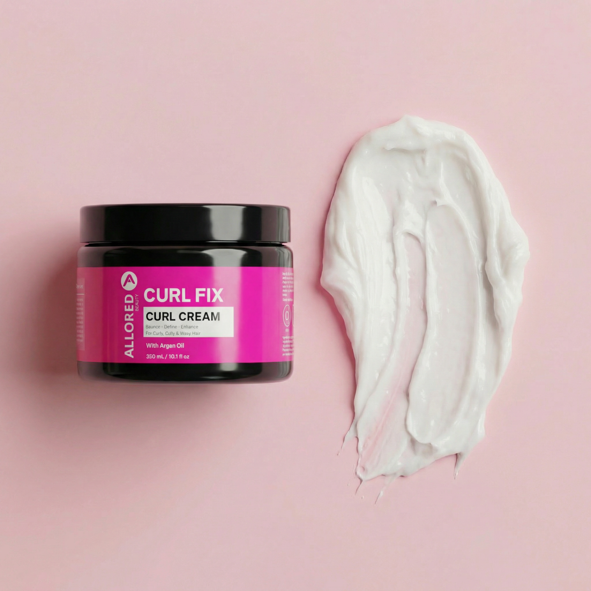 Allored Curl Fix Curl Cream jar beside cream texture