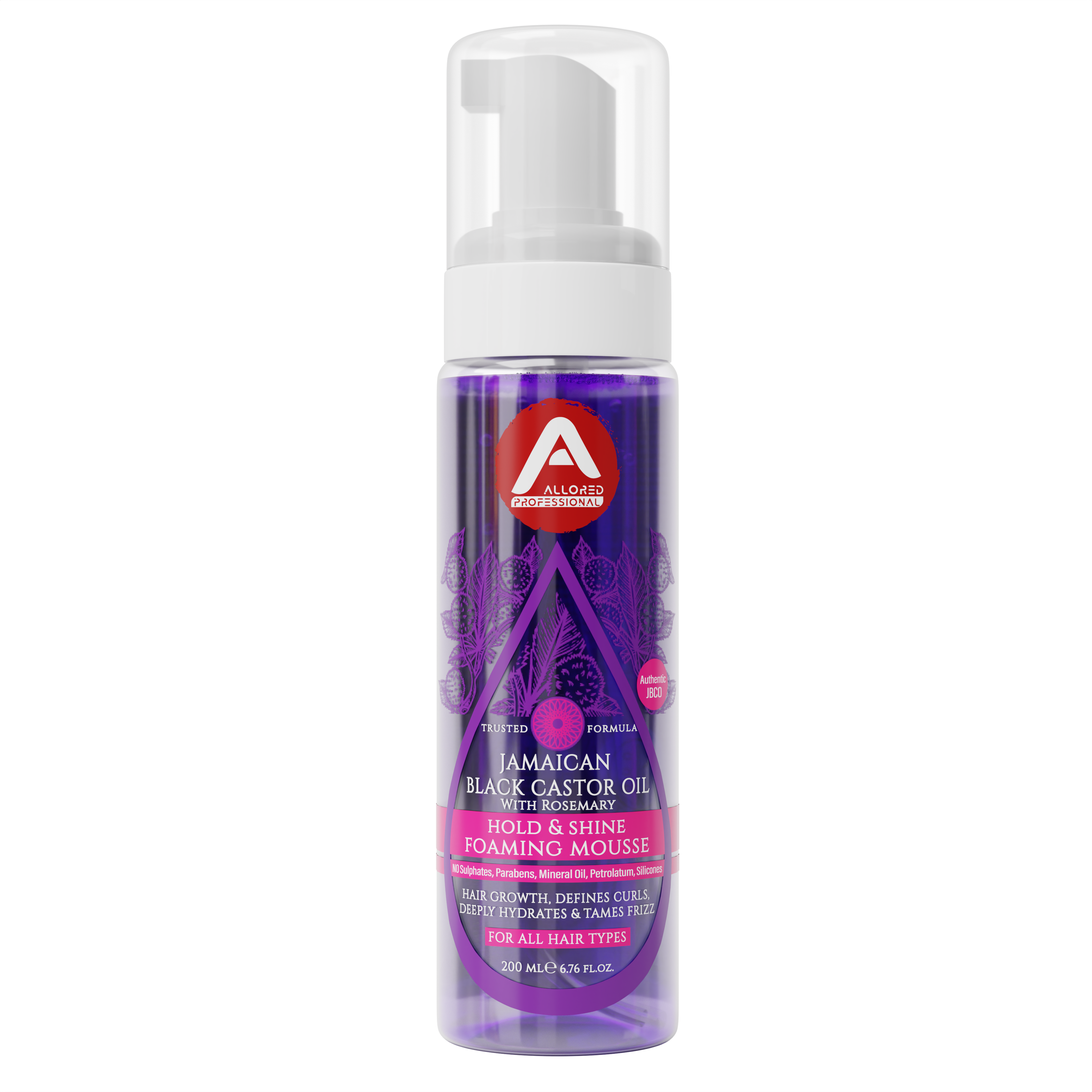 Allored Jamaican Black Castor Oil and Rosemary Mousse 200 ml front view