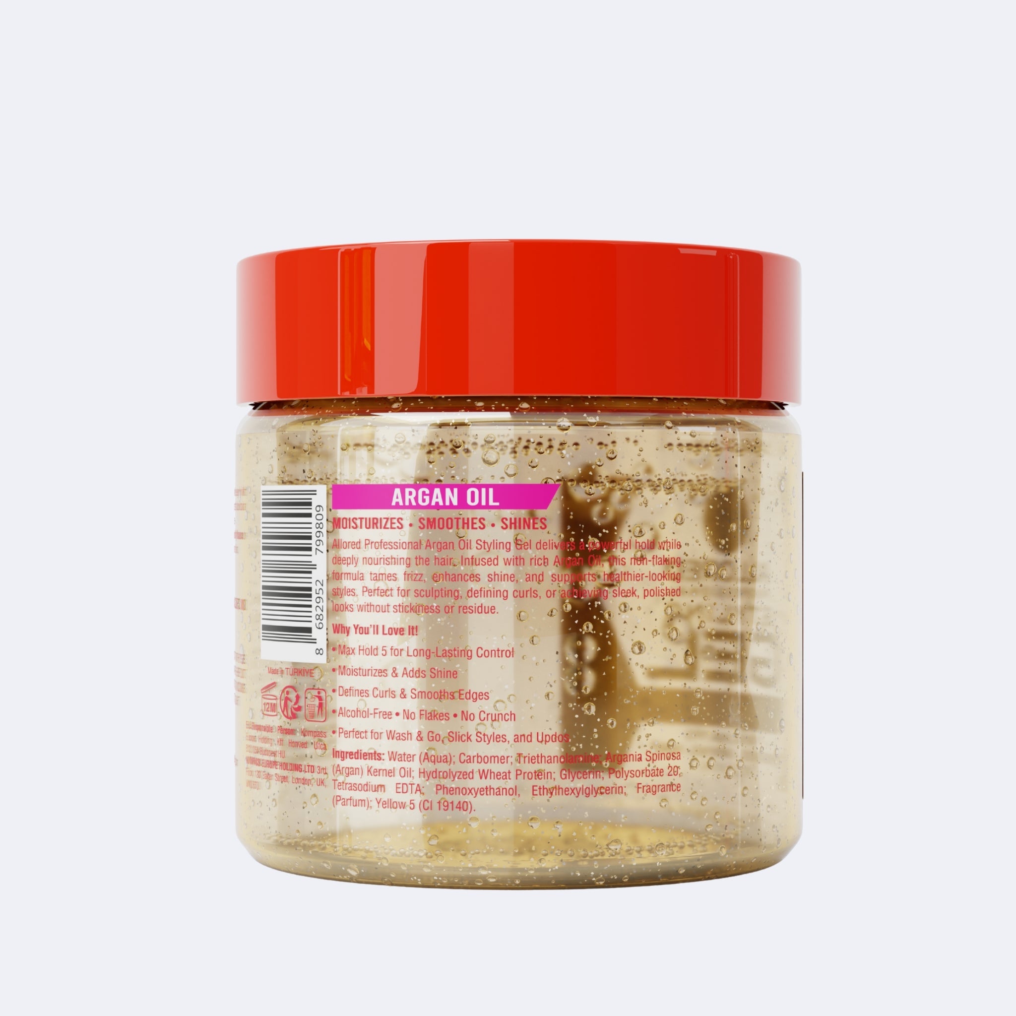Allored Styling Gel with Argan Oil Max Hold 473 ml back label