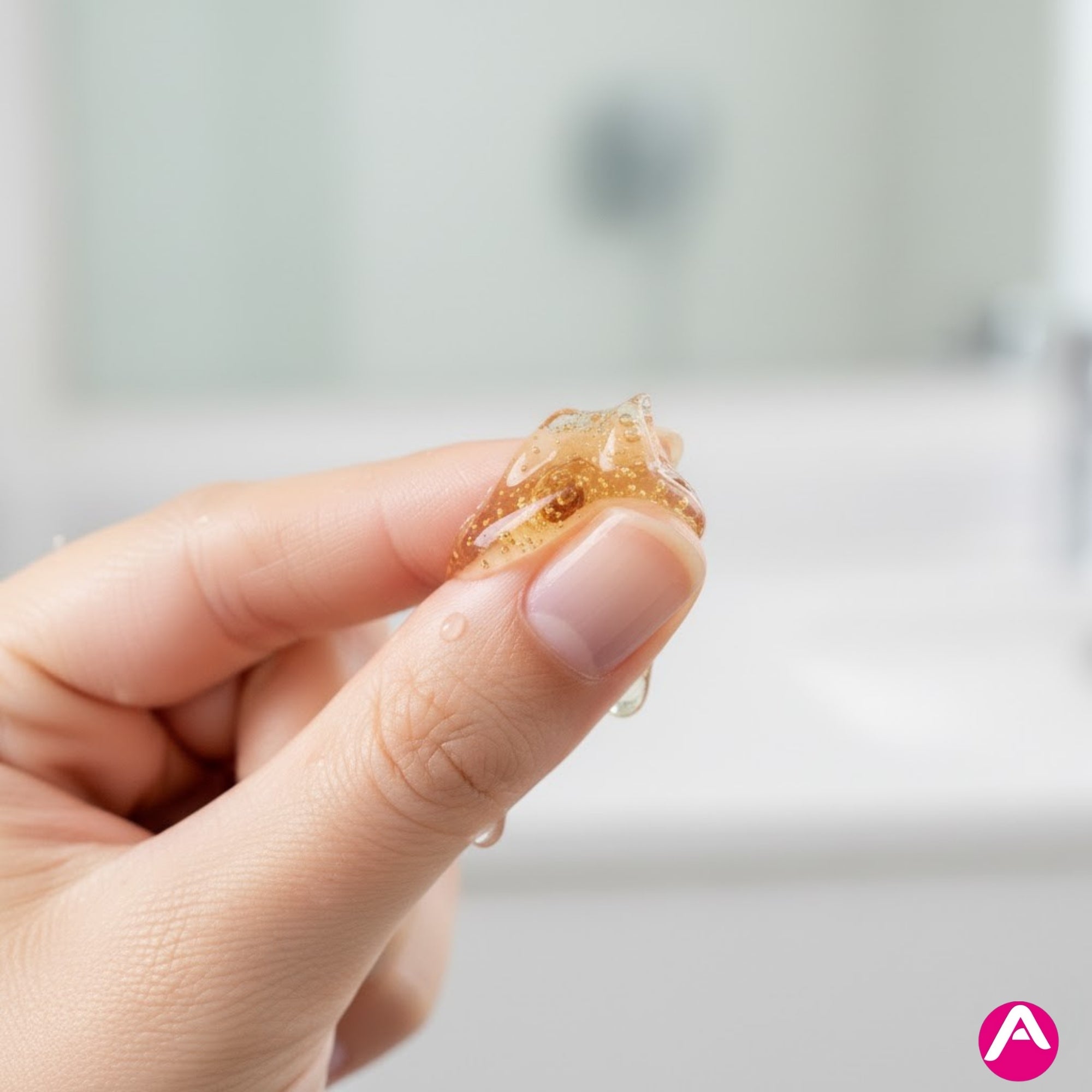 Clear Allored Argan Oil Styling Gel texture on fingertips