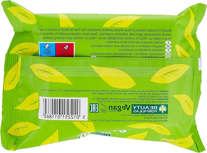 Beauty Formulas Australian Tea Tree Cleansing Wipes Facial Cleansing 30 wipes product image 4