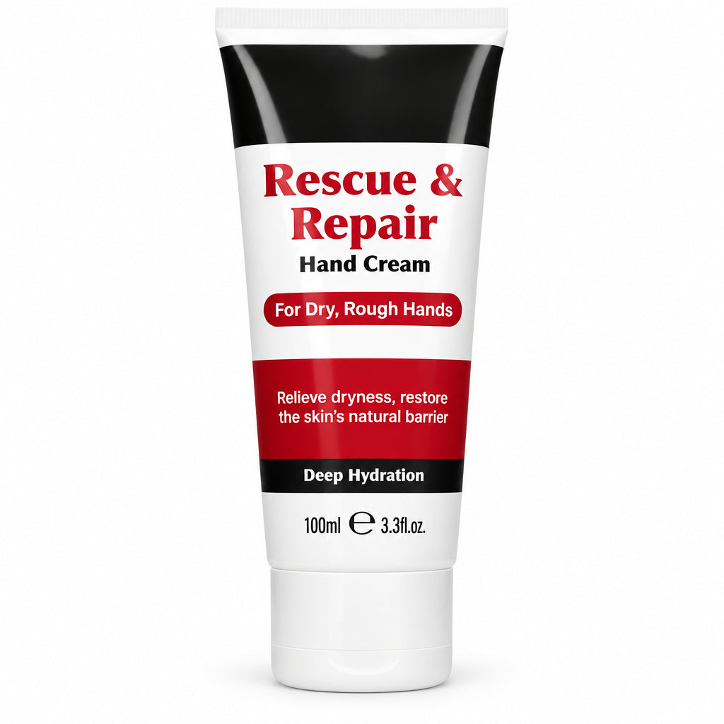 Beauty Formulas Rescue & Repair Hand Cream 100ml black, white and red tube, front view