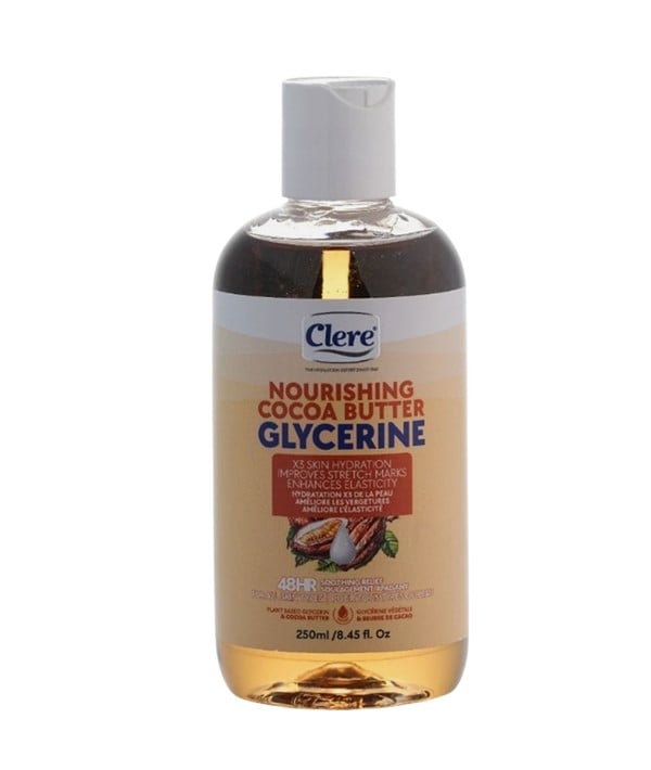 Clere Nourishing Cocoa Butter Glycerine 250ml amber bottle