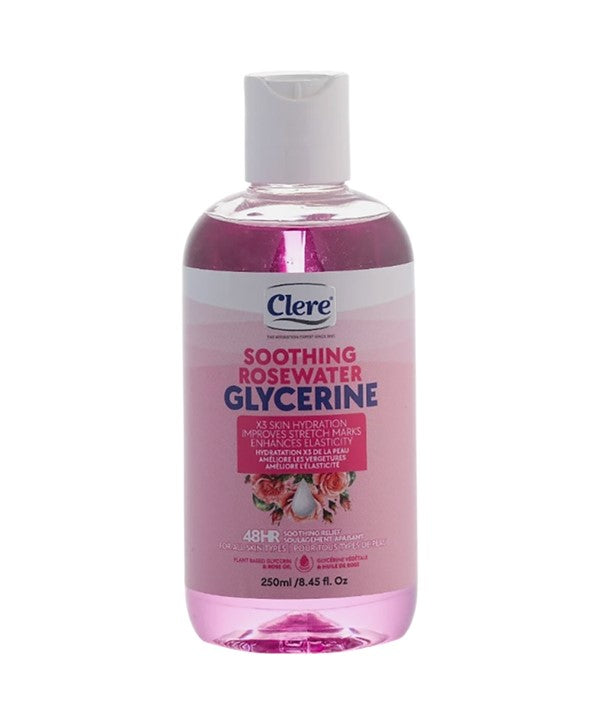 Clere Soothing Rosewater Glycerine 250ml pink bottle