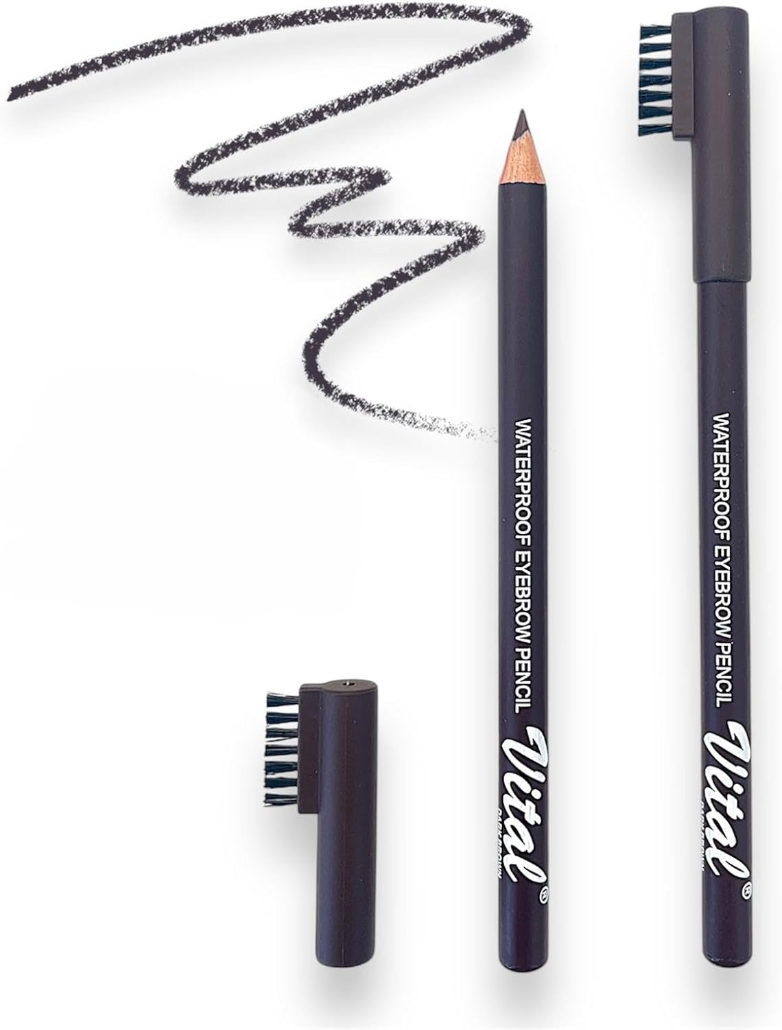Vital Natural Definer Eyebrow Pencil With Brush -2 in 1 Precise Brow, Waterproof, Long Lasting & Easy Applicato (Dark Brown/Brown/Black)