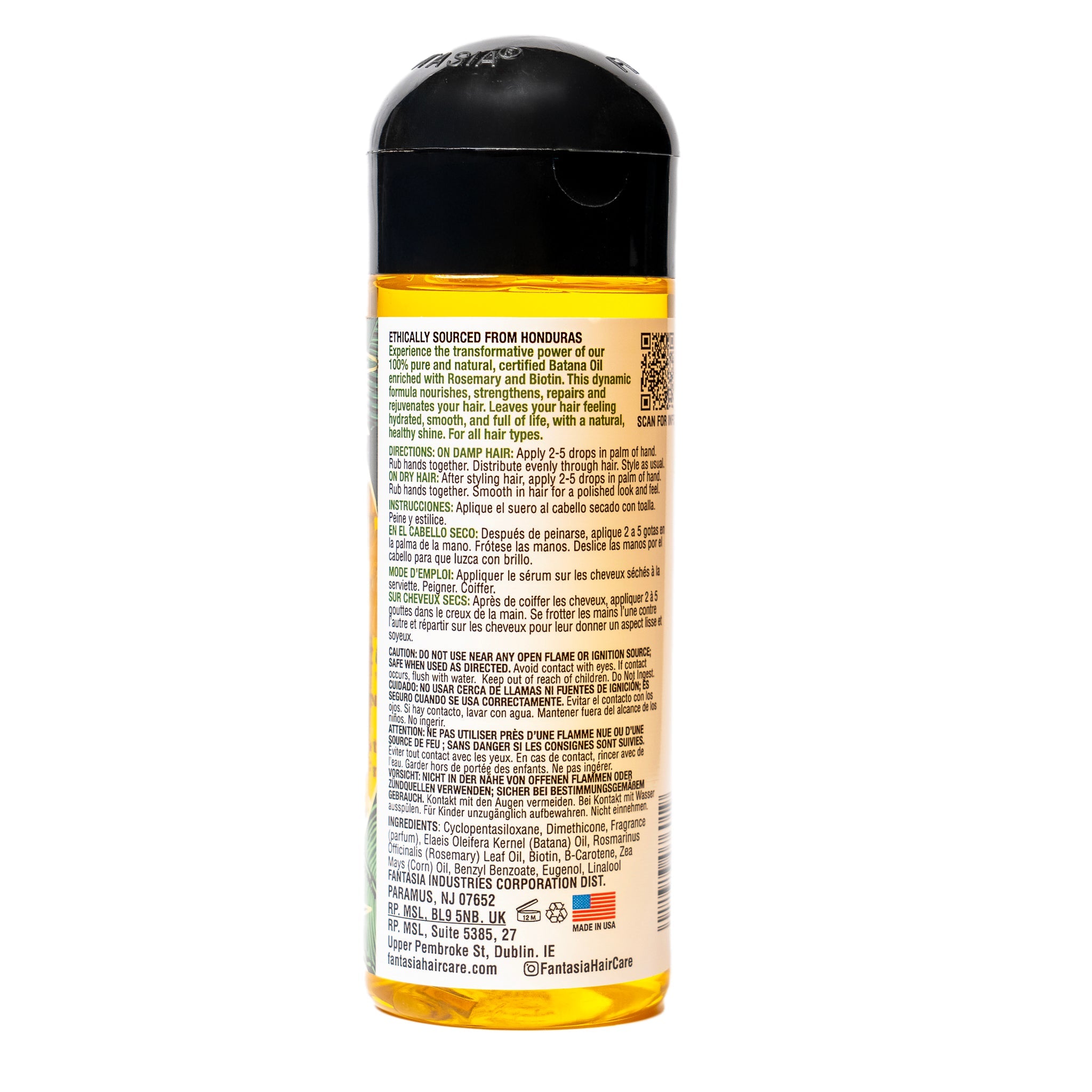 Fantasia IC Batana Oil Serum 178 ml bottle, back label