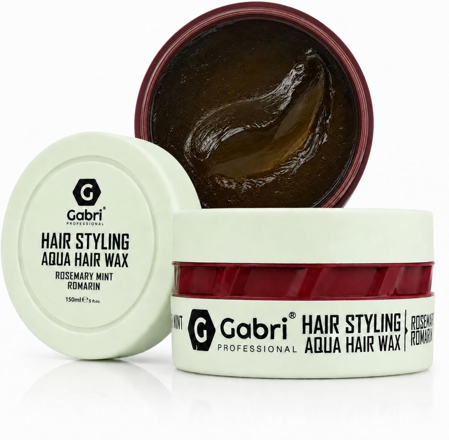 Gabri Professional Hair Styling Aqua Wax Rosemary Mint 150 ml jar, front view