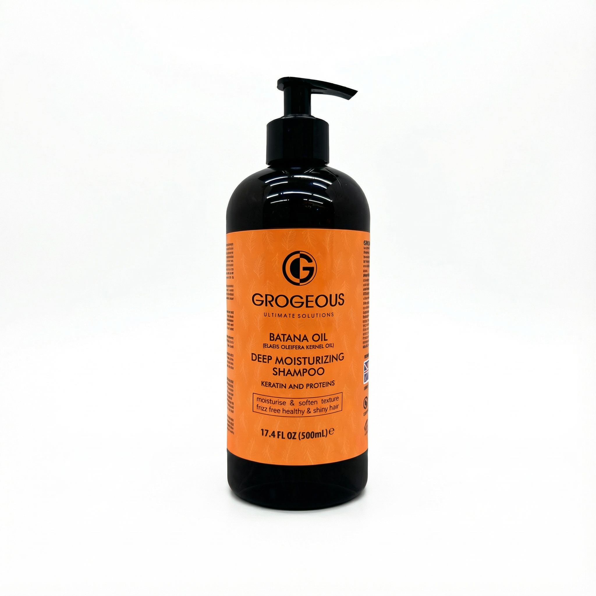 Grogeous Batana Oil Deep Moisturizing Shampoo pump bottle on white