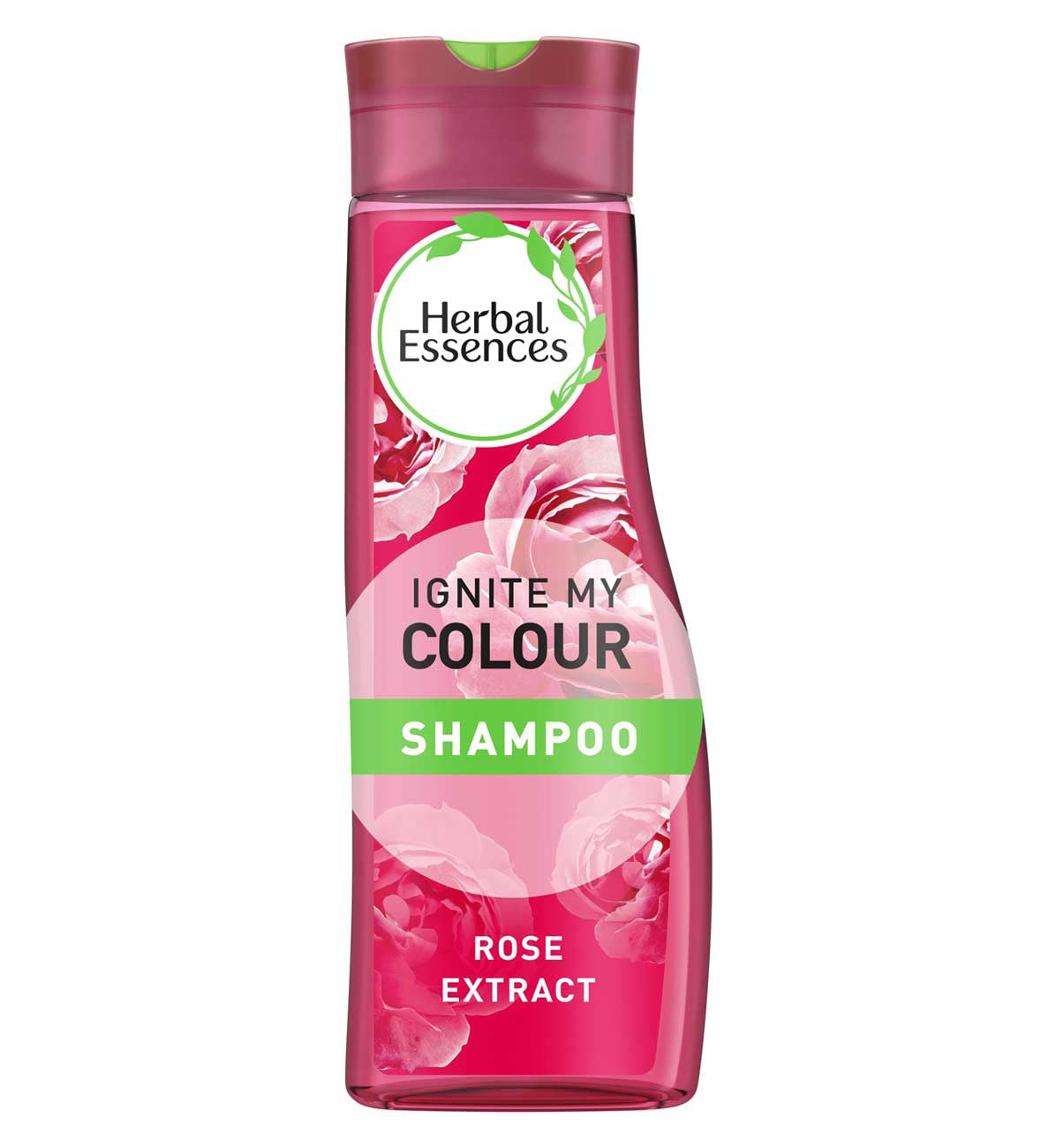 Herbal Essences Ignite My Colour Shampoo 400 ml pink bottle with rose extract, front view