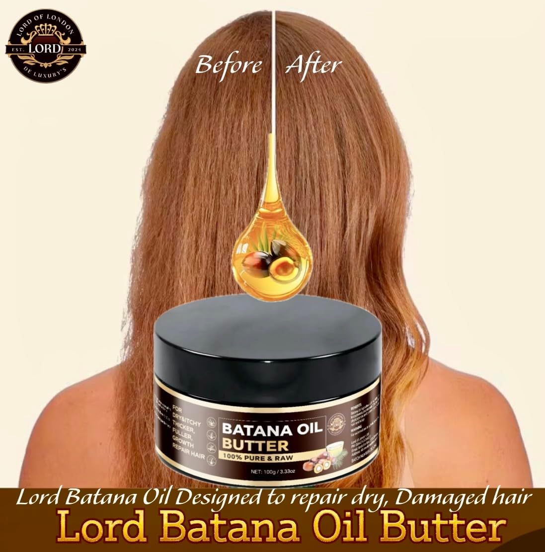 Batana Oil Butter shown with smooth straight hair
