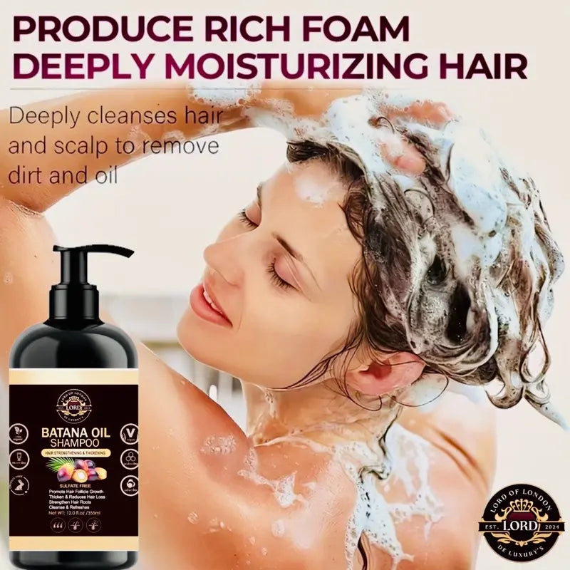 Woman washing hair with Batana Oil Shampoo
