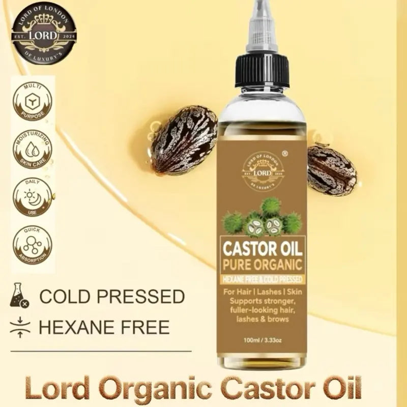 Cold-pressed hexane-free castor oil presentation