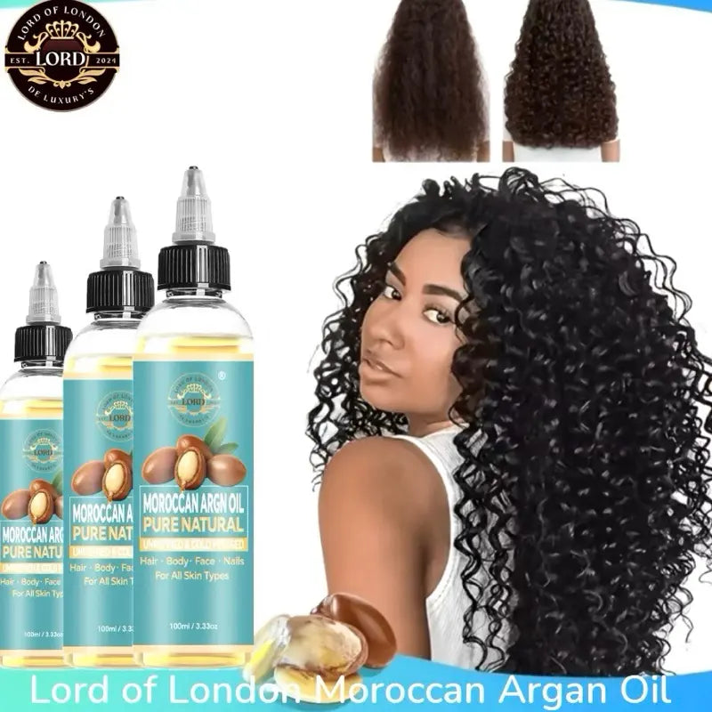 Argan Oil blend shown with curly hair textures
