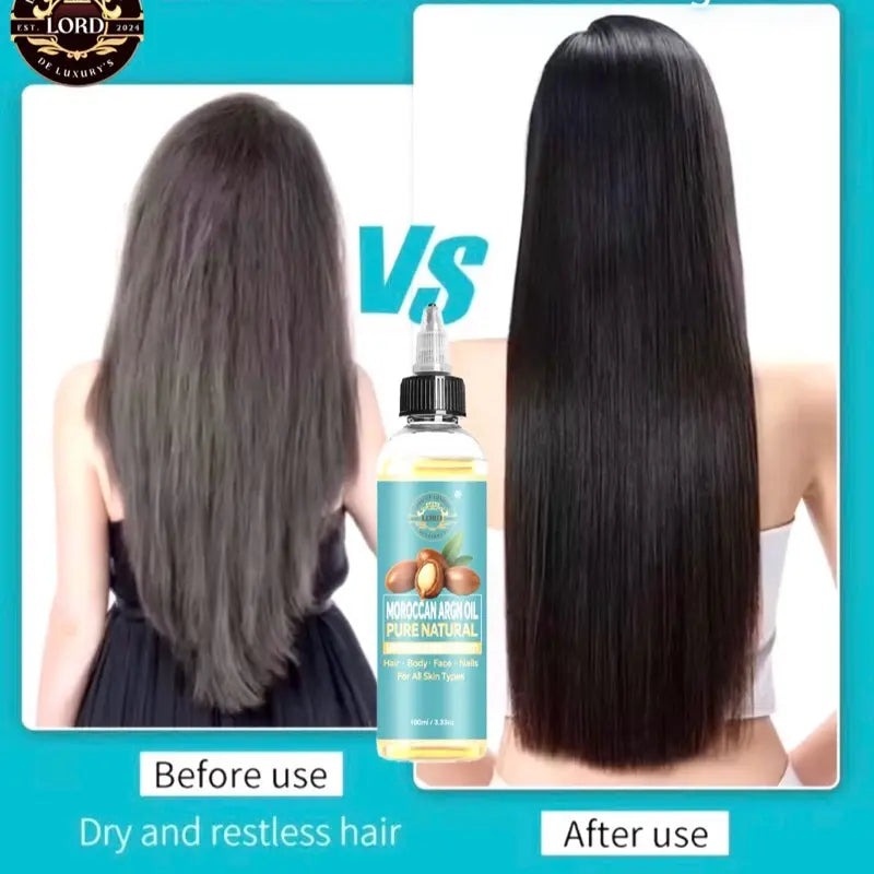 Moroccan Argan Oil before and after styling graphic
