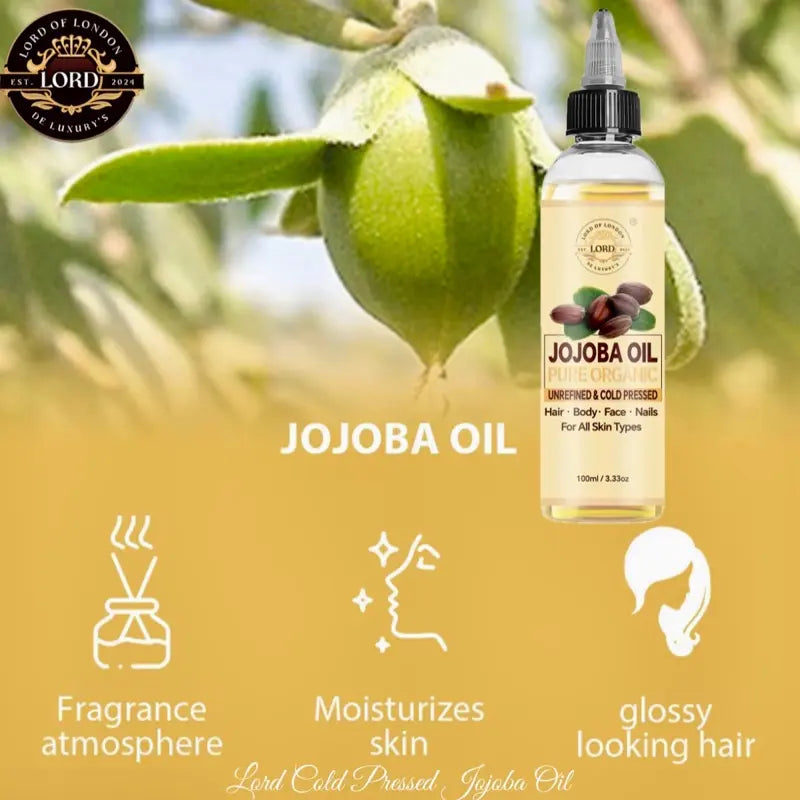 Jojoba Oil moisturising skin and glossy hair graphic