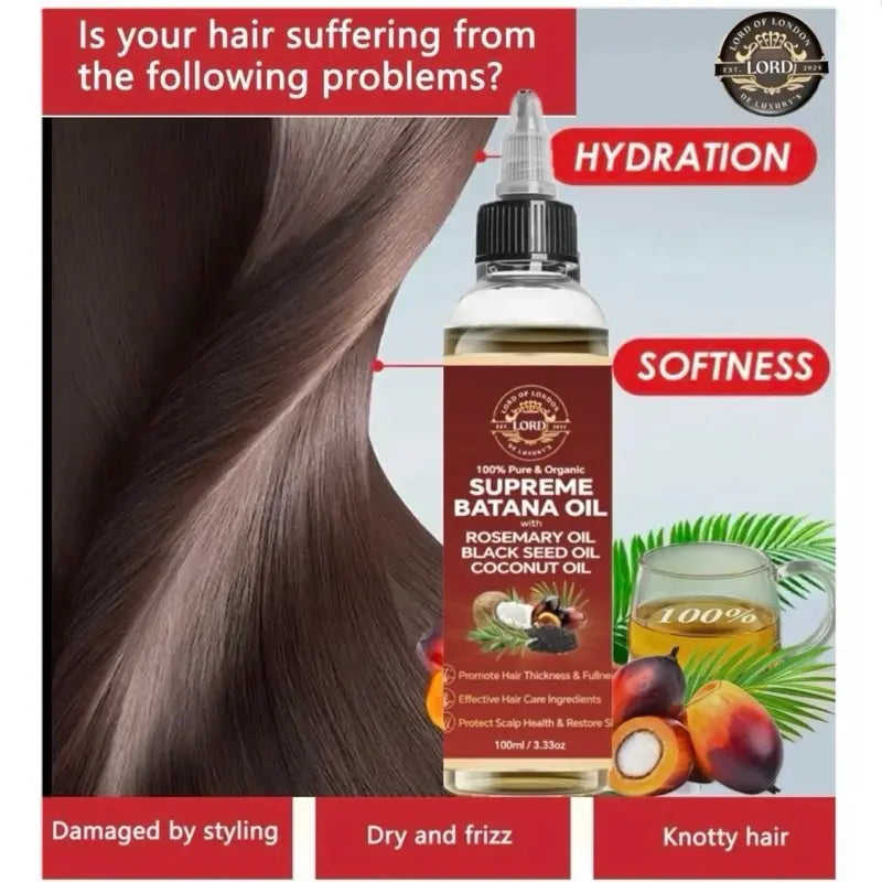 Supreme Batana Oil ingredients and moisture graphic