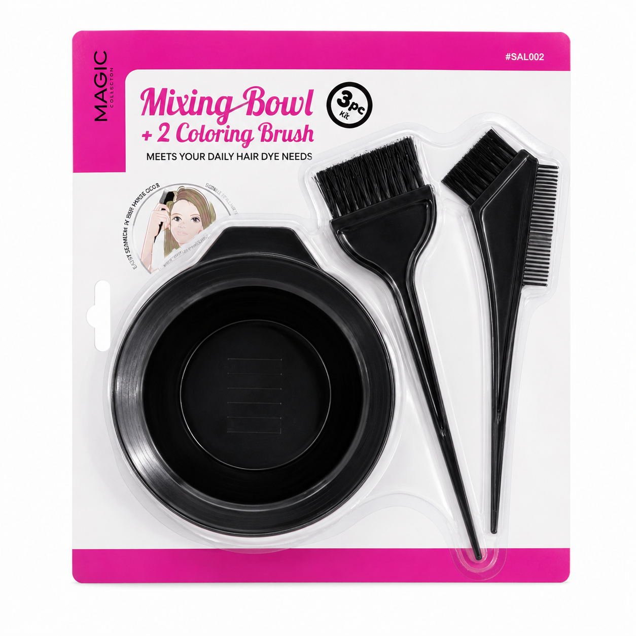 Magic Collection SAL002 mixing bowl and two colouring brushes in retail packaging