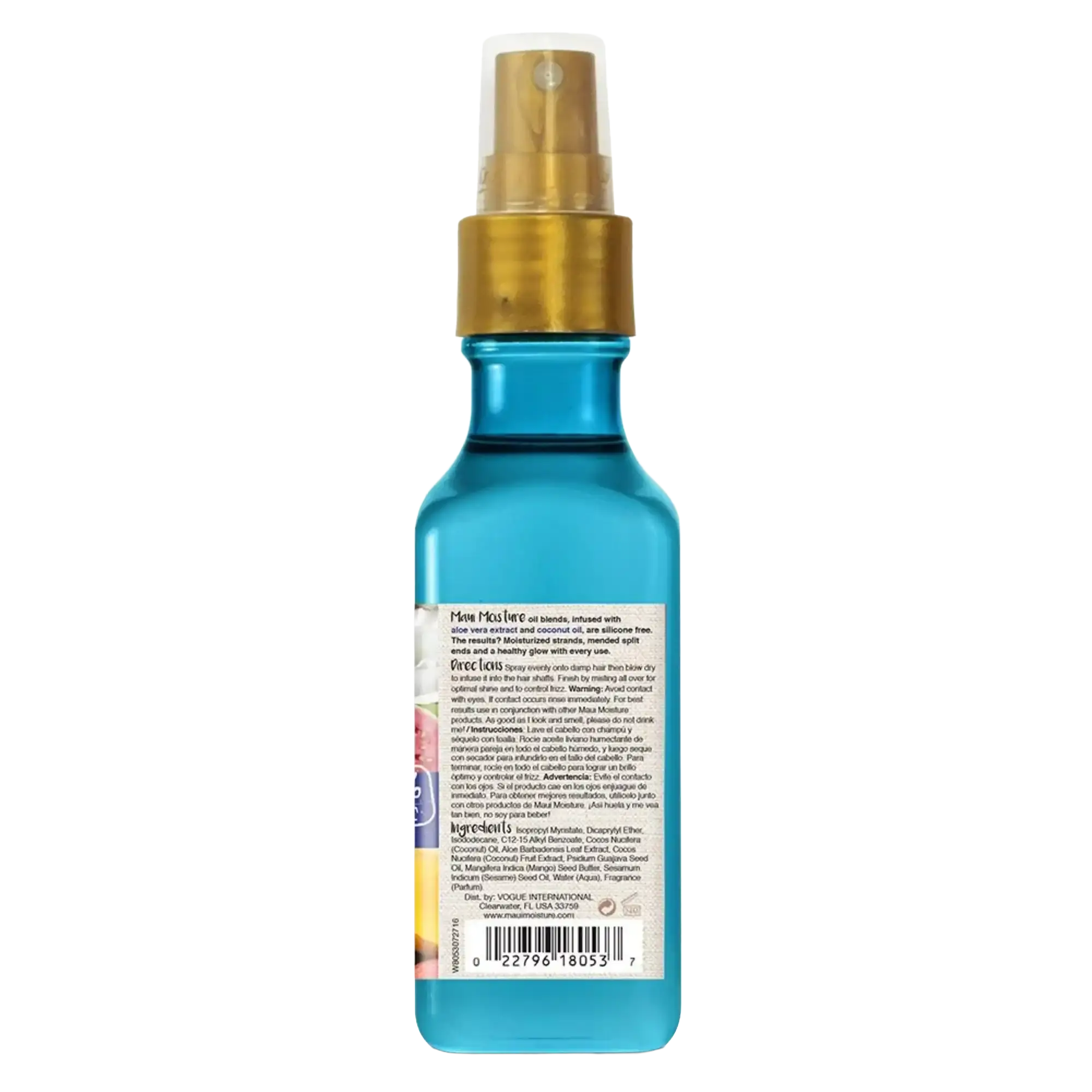 Nourish & Moisture + Coconut Milk Weightless Oil Mist 125 ml/4.2 fl oz, back label view