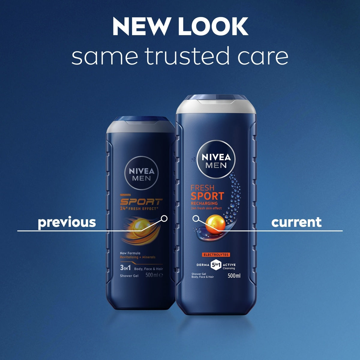 Nivea Previous Sport and current Fresh Sport packaging comparison