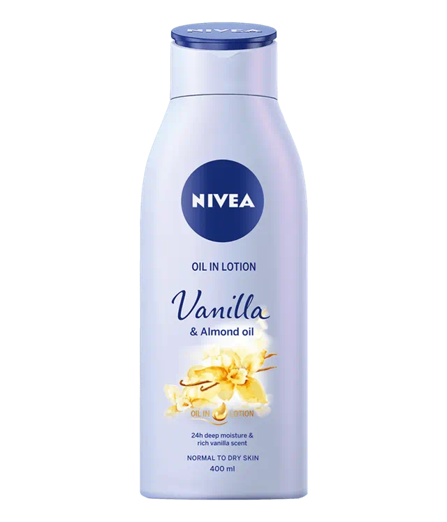 Nivea Vanilla & Almond Oil lotion front view