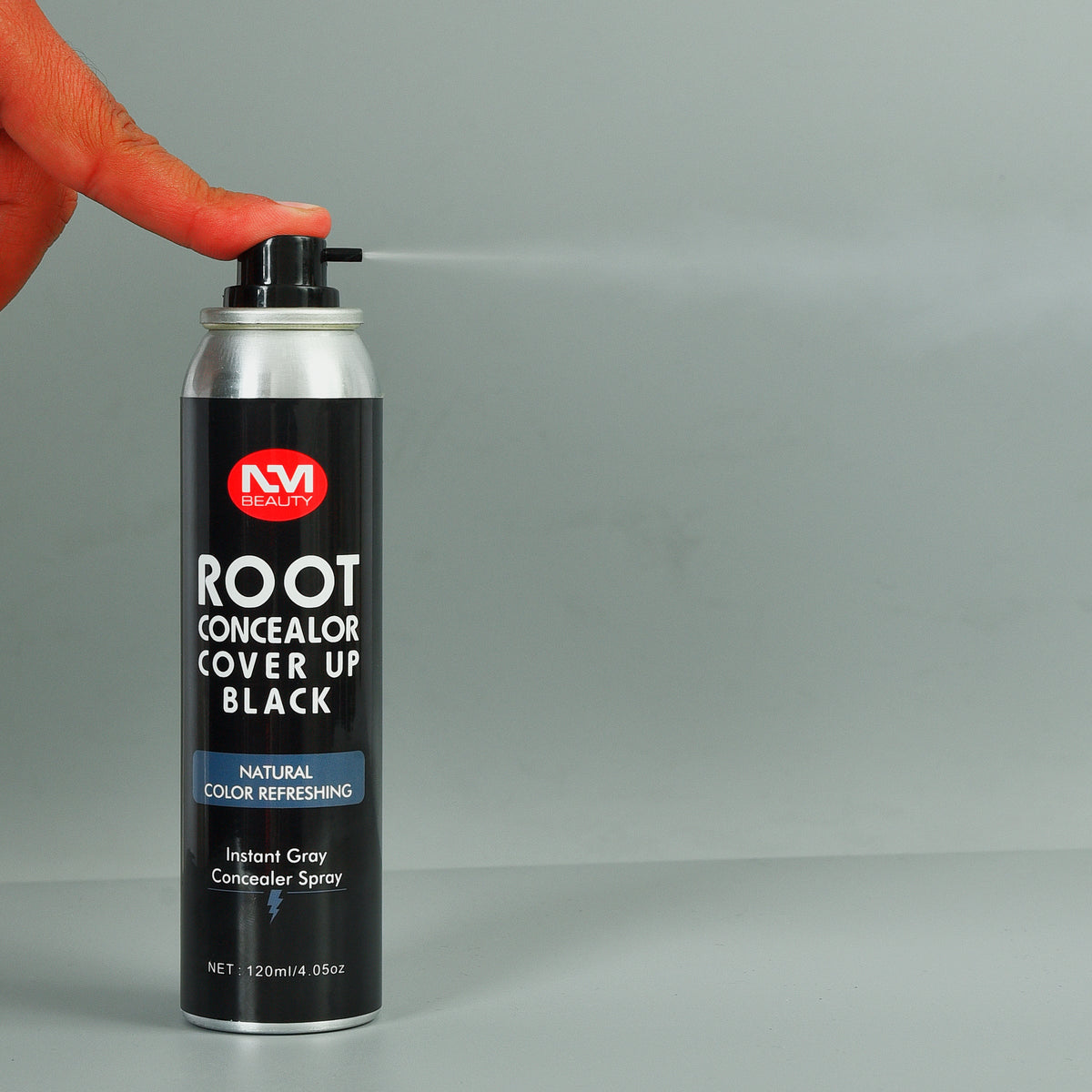 NM Beauty Root Concealer Spray Black application visual