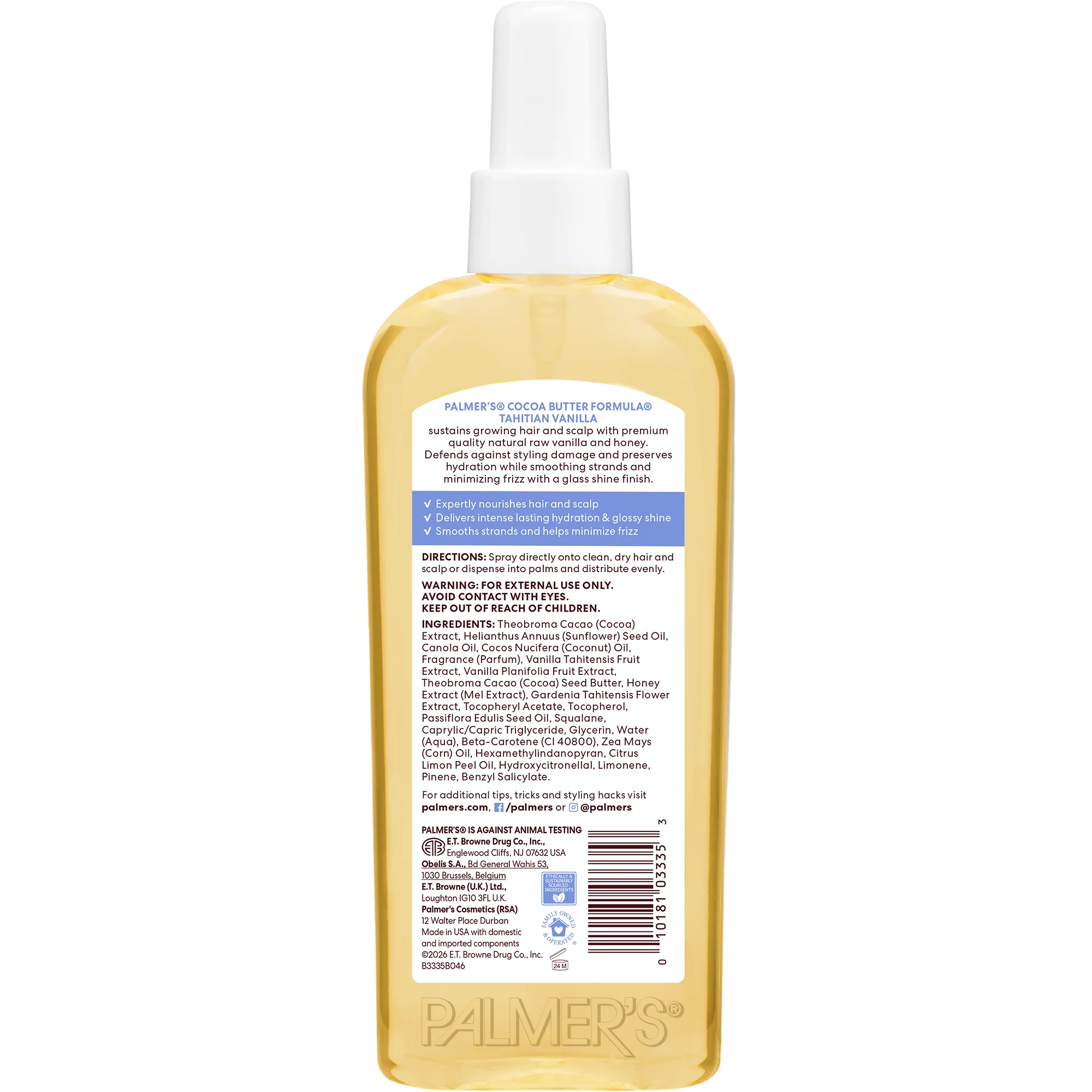 Palmer's Tahitian Vanilla Hair and Scalp Oil 150 ml back label