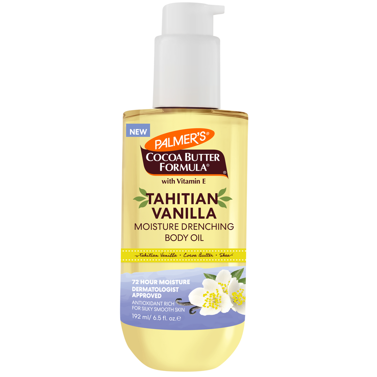 Palmer's Cocoa Butter Formula Tahitian Vanilla Moisture Drenching Body Oil 192 ml pump bottle, front view