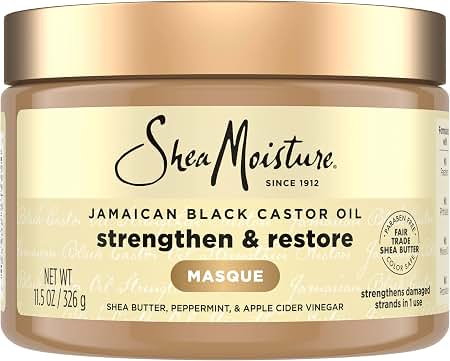 Shea Moisture Jamaican Black Castor Oil Strengthen & Restore Treatment Masque 12 oz / 355 ml - For Damaged, Brittle & Chemically Processed Hair