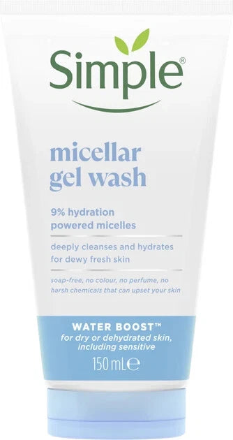 Simple Water Boost Micellar Facial Gel Wash 150 ml tube front view