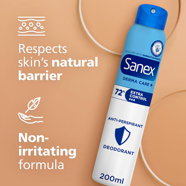 Sanex Extra Control skin barrier and non-irritating formula graphic