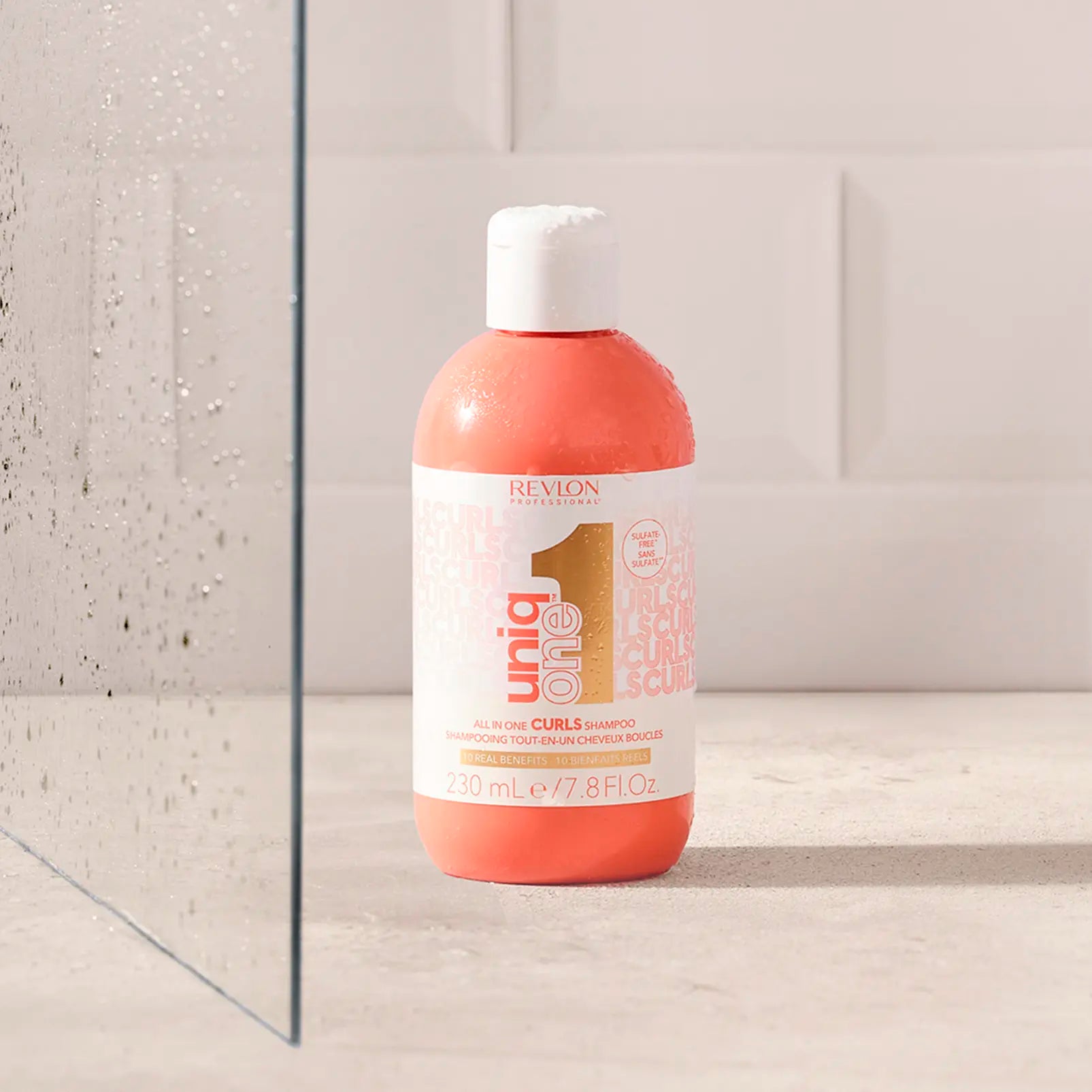 UniqOne Curls Shampoo being used in the shower