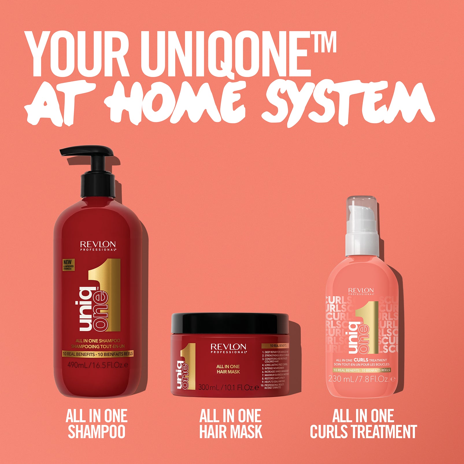UniqOne at-home haircare system product range