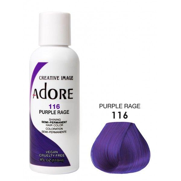Adore Semi Permanent Hair Dye Colour - Vibrant, Ammonia-Free Colour 116 - purple rage