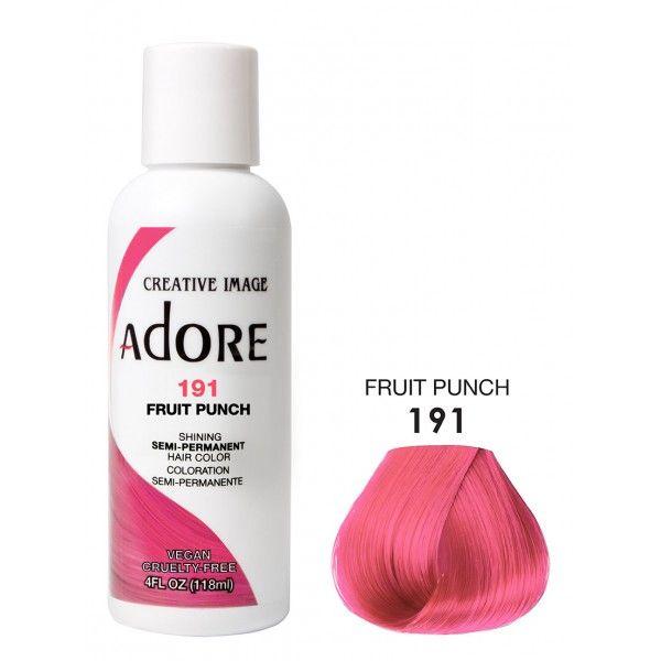Adore Semi Permanent Hair Dye Colour - Vibrant, Ammonia-Free Colour & Shine for All Hair Types 118ml - Colour 191 fruit punch