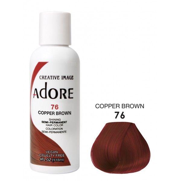 Adore Semi Permanent Hair Dye Colour - Vibrant, Ammonia-Free Colour & Shine for All Hair Types 118ml - color 76 copper brown