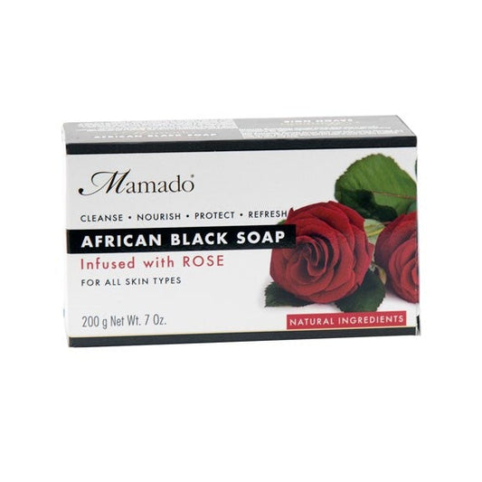 Mamado African Black Soap Infused With Rose 200g 1